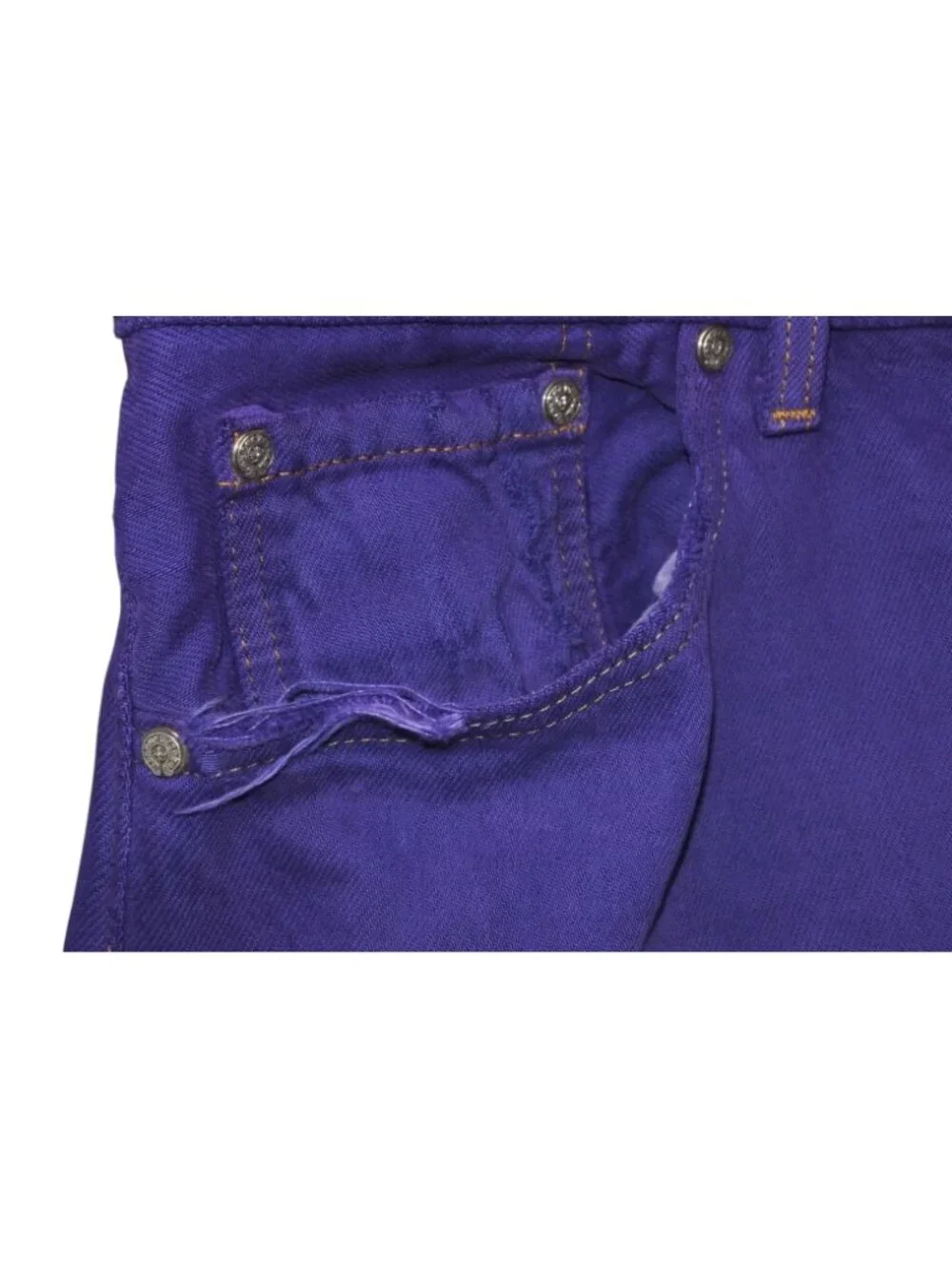 Chrome Hearts Levi's Denim Pants Crossball Purple Cotton 925 Sterling Silver 38